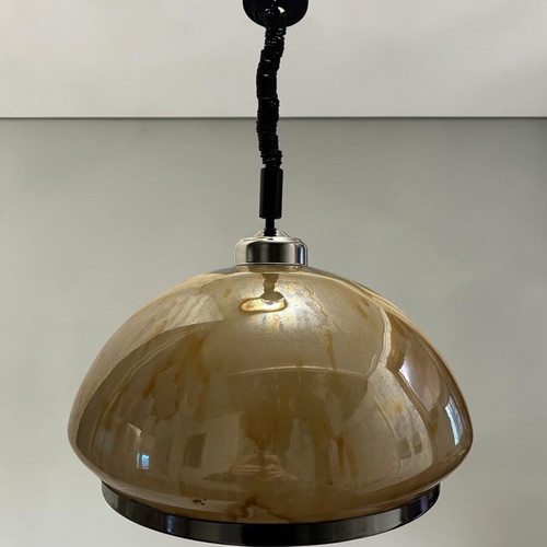 Vintage mid-century ceiling light used, glass and metal