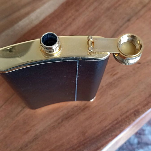 Stainless Steel Flask with Leather like new 8oz ~240ml