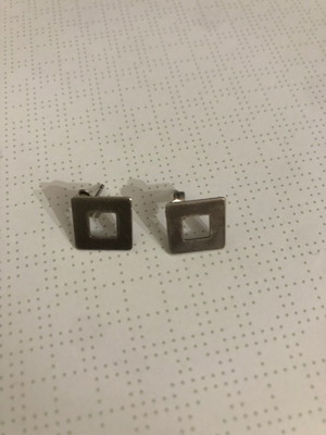 Silver square 925 earrings used