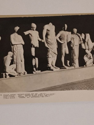 Καρτ ποστάλ Μουσείο Ολυμπίας Ανατολικό Αέτωμα Ναού Διός 460Π.Χ. μεταχειρισμένο, ασπρόμαυρο