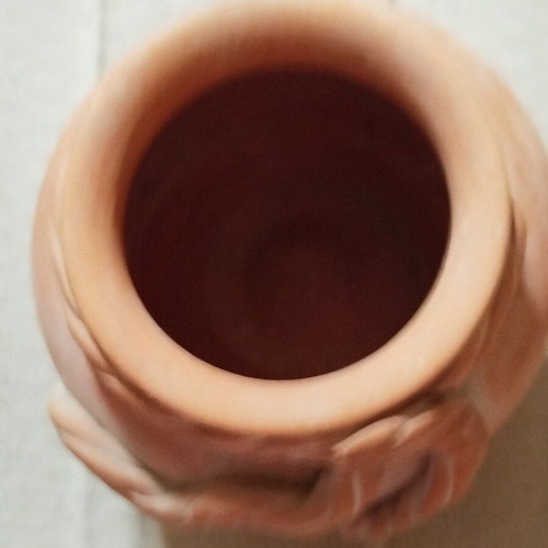 Decorative terracotta vase used, unpainted, folk art