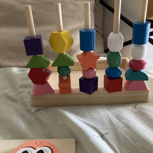 Wooden owl puzzle and shape toy like new