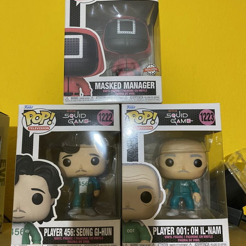 Squid Game Funko Pop trio like new
