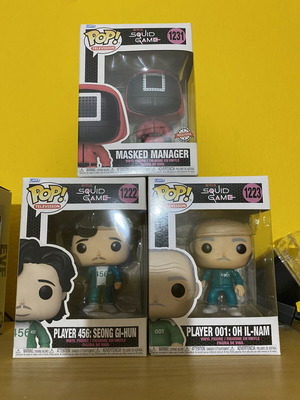 Squid Game Funko Pop trio like new