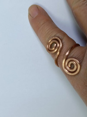 Copper ring handmade with meander design new