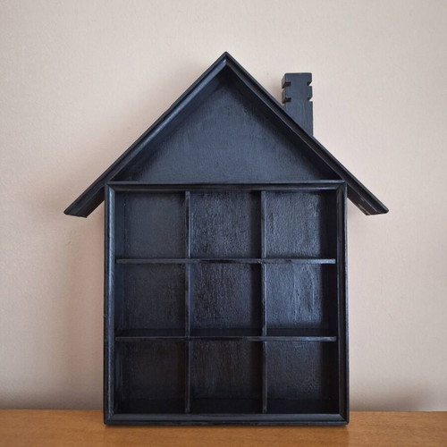 Wooden House Shelf New, Wall Decor for Miniatures and Collections