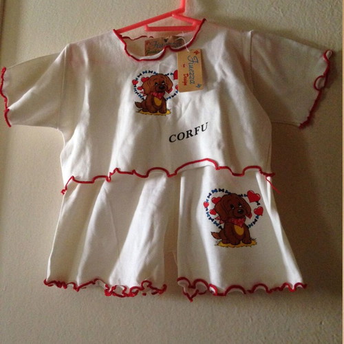 Corfu No8 Finezza Design t-shirt and shorts set new, white multicolor