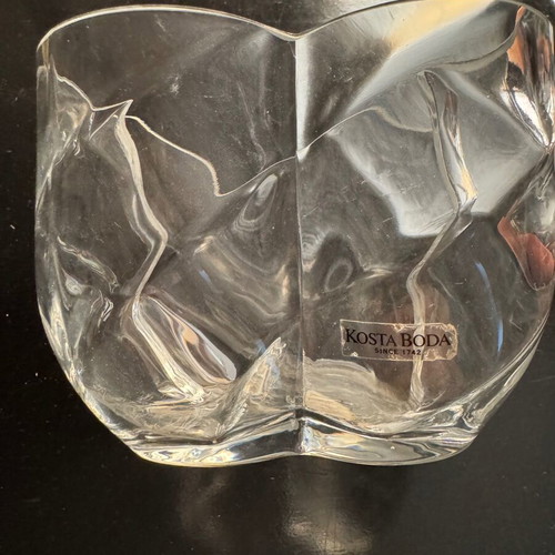 KOSTA BODA collectible crystal bowl and puffed heart jar by Anna Ehrner & Bertil Vallien