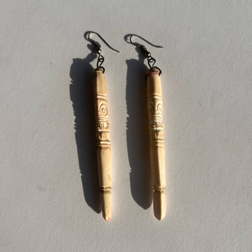Hand-Carved Sea Urchin Earrings from New Caledonia like new