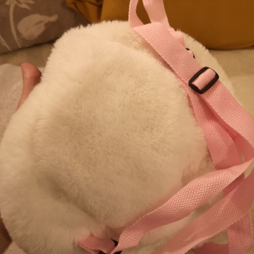 Panda kids backpack like new, fluffy with pink straps