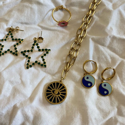 Steel jewelry set new in gold tone