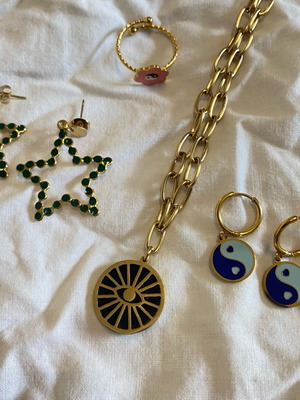 Steel jewelry set new in gold tone