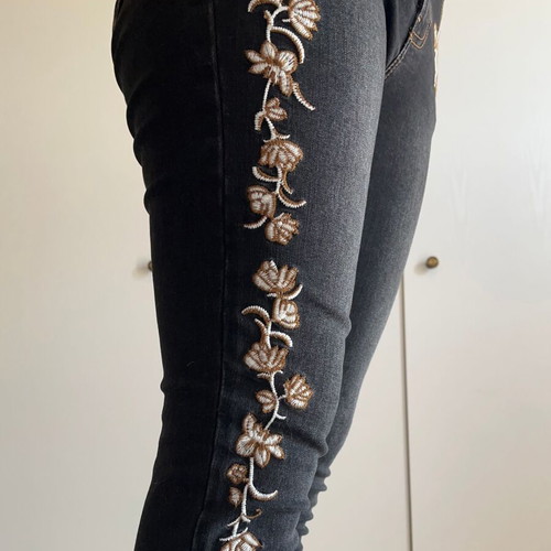 Boho black high waisted skinny slim jeans used, Stradivarius, size S/M