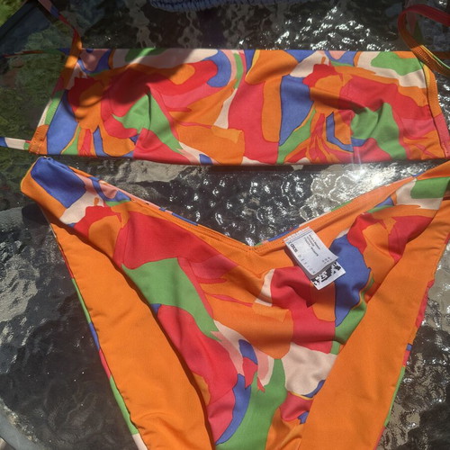 Asos multicolor bikini top and bottom size XL new