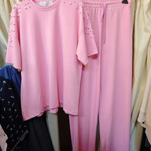 Women's tracksuit set with pearls pink new