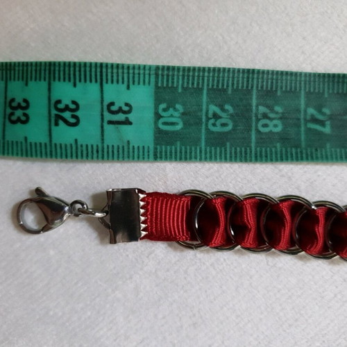 Red Woven Chain Choker with Stainless Steel Handmade