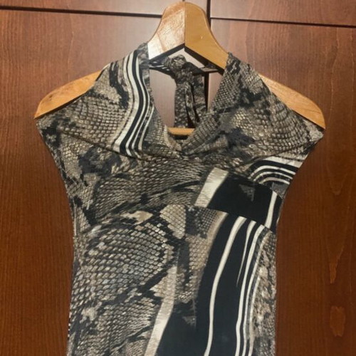 Long dress with snake skin pattern tied at neck Mara's Collection like new