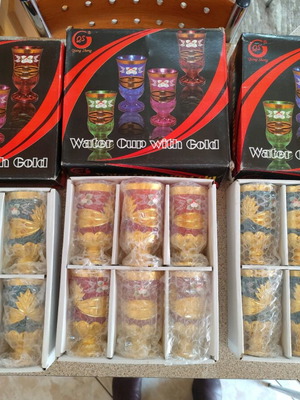 Vintage engraved water glasses pack of 3 sets, new
