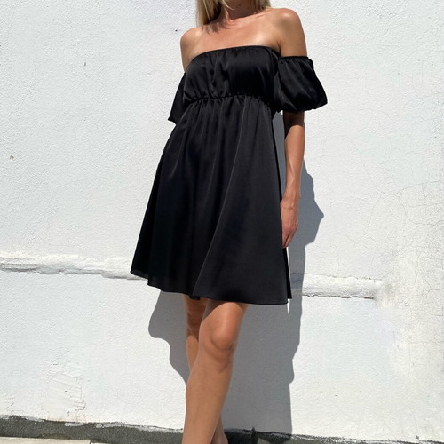 Satin dress black size S like new