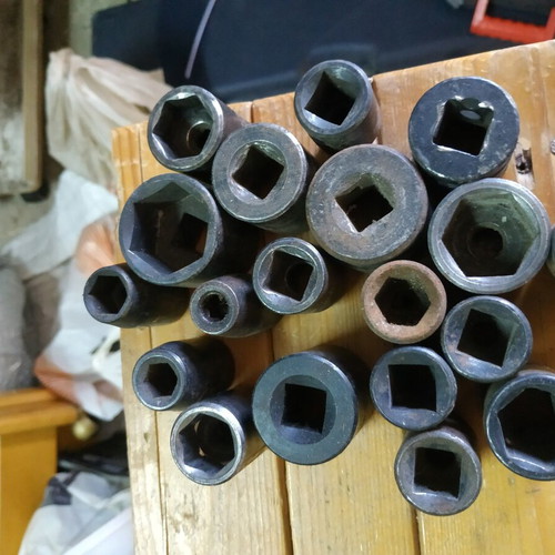 Socket wrench bits used, various sizes