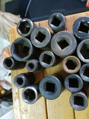 Socket wrench bits used, various sizes
