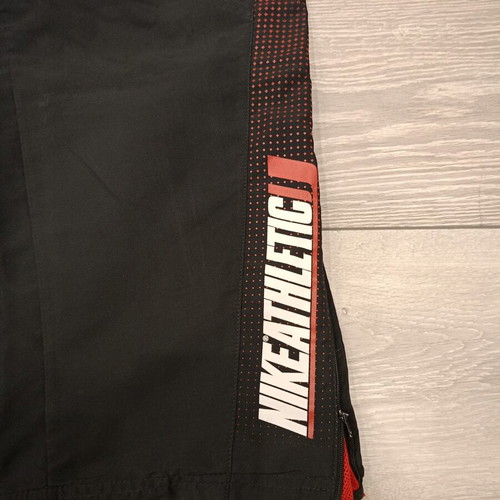 Nike Athletic Y2K Track Pants used, black with red swoosh logo