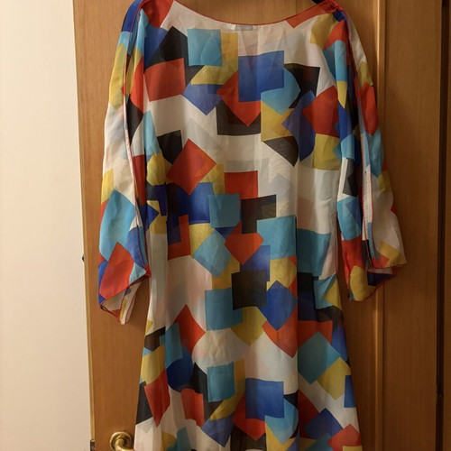 Reni Leza Caftan like new, semi-transparent with geometric shapes