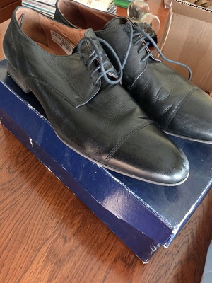 Men's leather lace-up shoes used, black, size 46