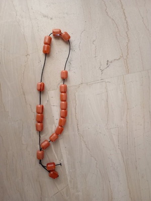 Men's komboloi with orange semi-precious beads like new