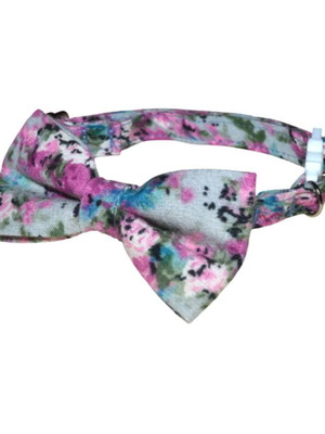 Handmade breakaway cat collar with removable bow, new