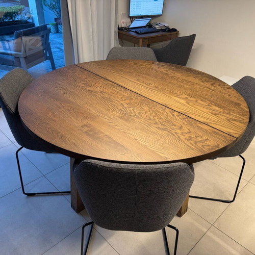 IKEA TOSSBERG dining set with round oak table and 4 chairs