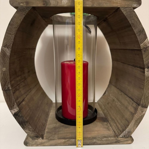Wooden candle lantern like new, 21x19x26 cm