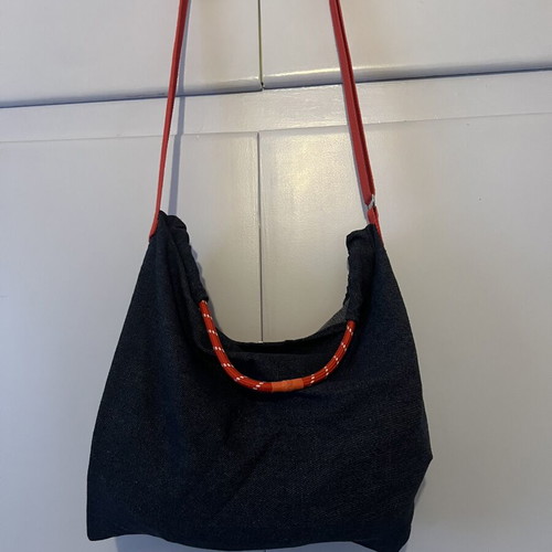 Casual denim tote bag with colorful embroidered letters, new