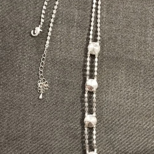 Evening jewelry set necklace-lariat and earrings with strass, new, silver-tone
