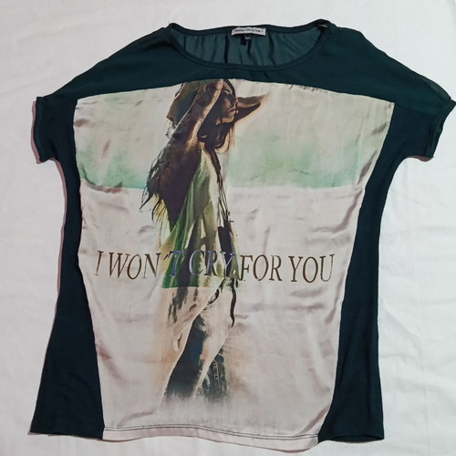 Bershka blouse S used, dark cypress green with front print