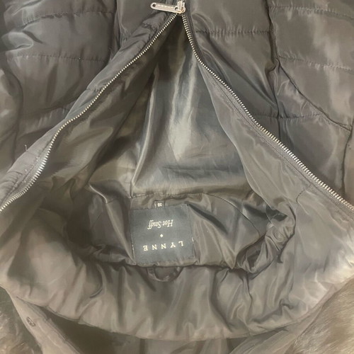 Lynne black jacket with hood and detachable fur used, size M