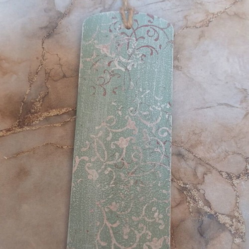 Handmade wooden MDF bookmark with vintage rose design, new
