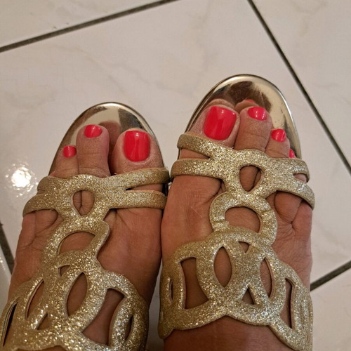 Mules used gold color, size 36