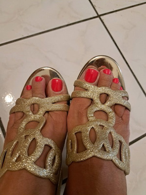 Mules used gold color, size 36