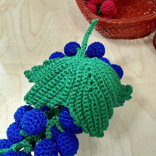 Basket with handmade fruit decoration
