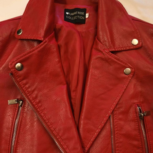 Κατακόκκινο biker jacket σαν καινούργιο, μέγεθος S/M