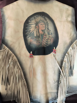 Ethnic leather Indian vest like new, beige, size L