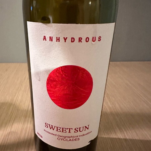 Empty wine bottle like new from Santorini with label