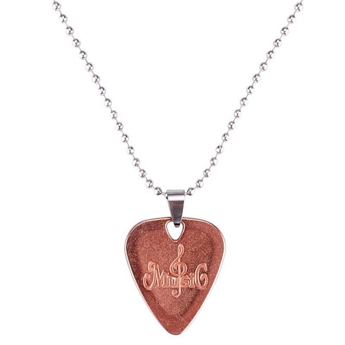 Guitar Pick Necklace Rose New, Zinc Alloy, Pink