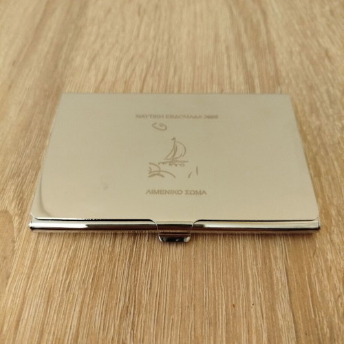 Metal card holder Nautical Week 2008 new, silver finish