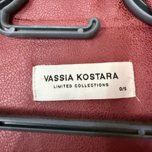 Μακρύ δερμάτινο παλτό Vassia Kostara σαν καινούργιο, μπορντό