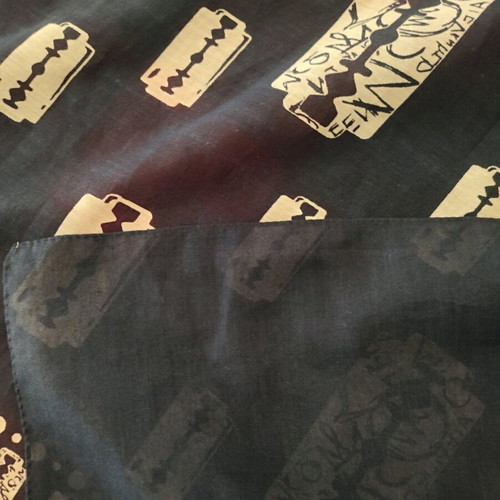 Alexander McQueen scarf with razor blade print, like new, blue cotton