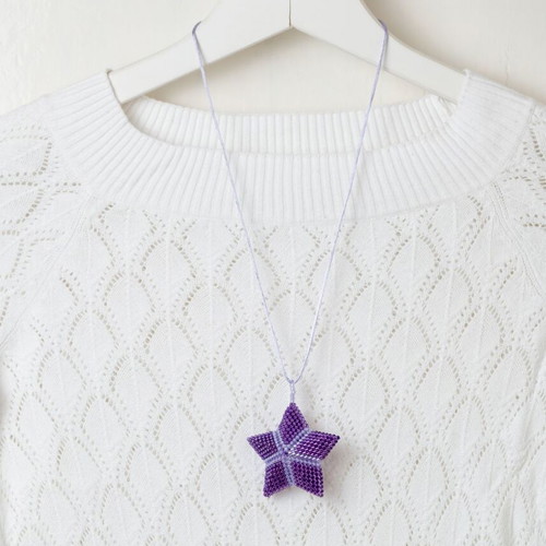 Handmade necklace with star pendant purple custom made
