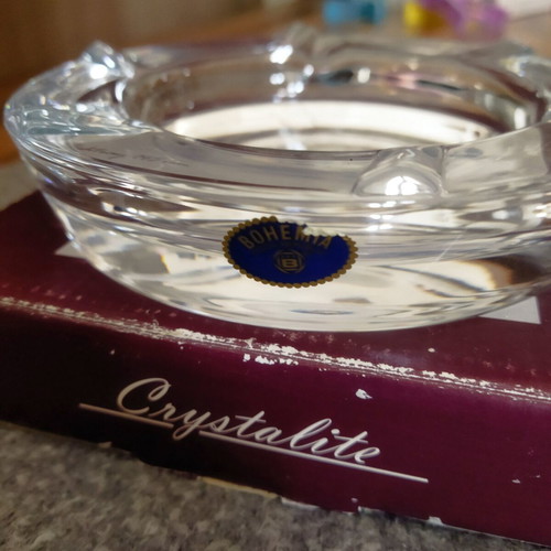 Bohemia vintage ashtrays new with boxes, crystalite clarity and shine