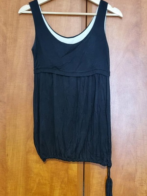 Black blouse one size used with gathered hem